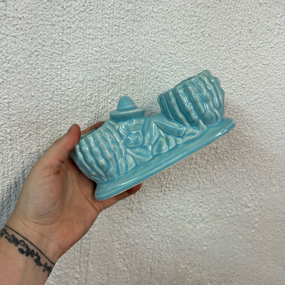 Vintage Siesta Cactus Double Planter in Teal - Picture 4 of 7